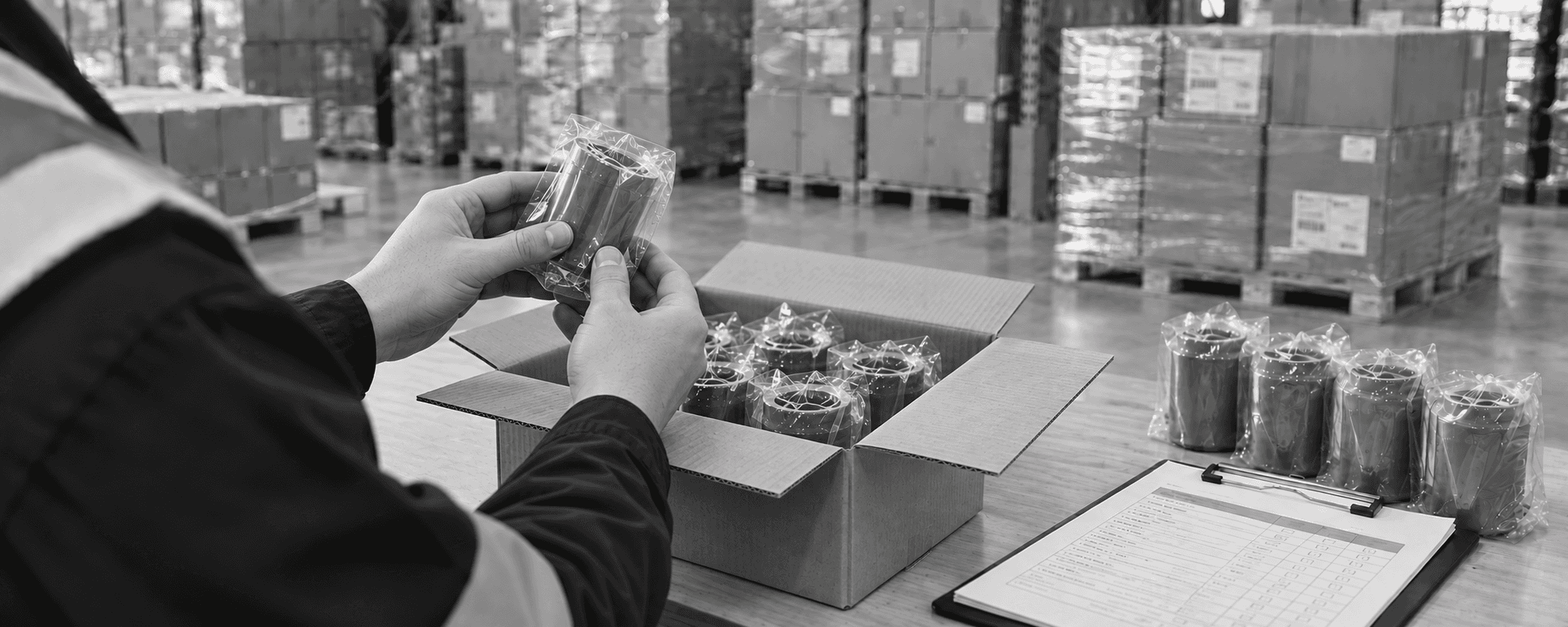 Precision production equipment being checked before shipment